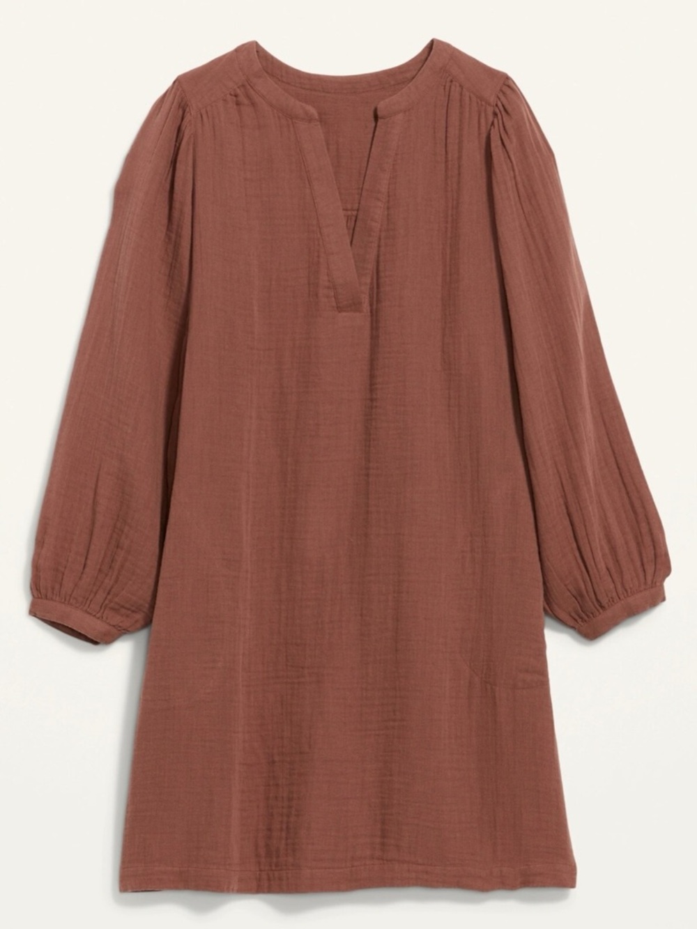 Old Navy Long-Sleeve Poet Mini Swing Dress Mauve-Brown Tunic - S